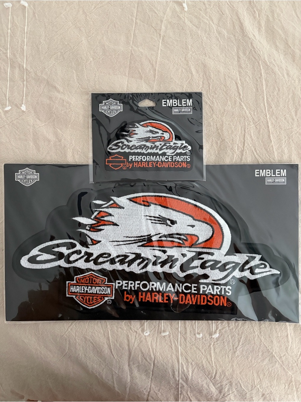 2 - Harley-Davidson Screamin' Eagle Emblem Patch - Black, White & Orange